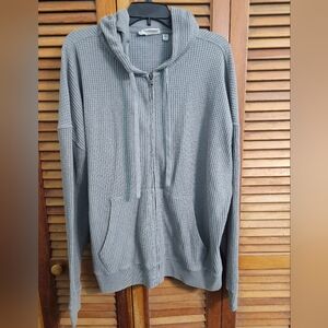 Men’s No Boundaries Gray Waffle Knit Zip Up Hoodie Jacket Medium